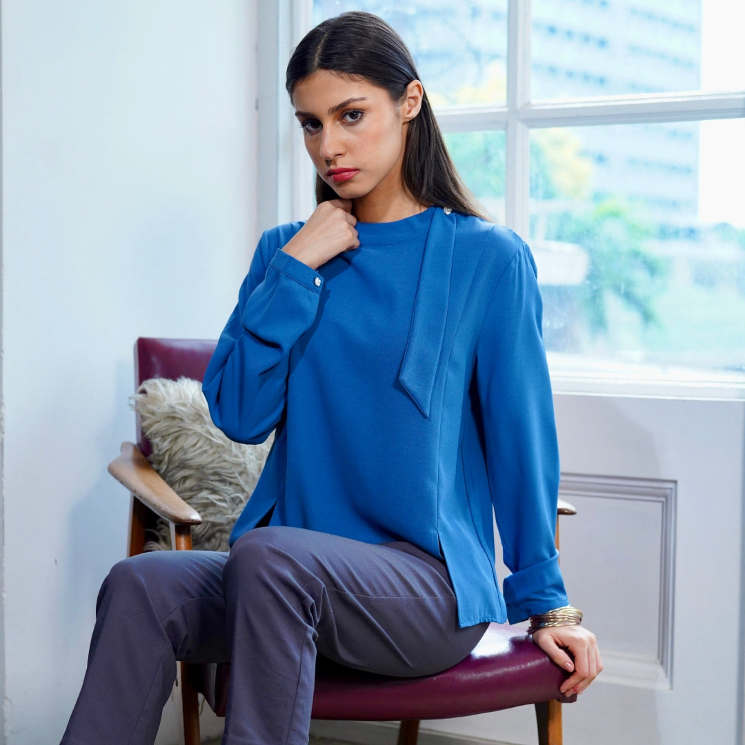 Evony Draped Neck Blouse