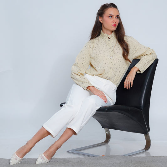 Laarni Polka Dot Mock Neck Blouse