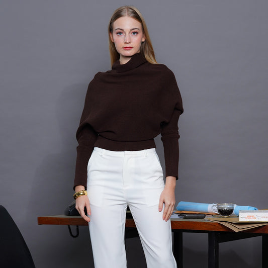Laudine Dolman-sleeve ribbed knit blouse