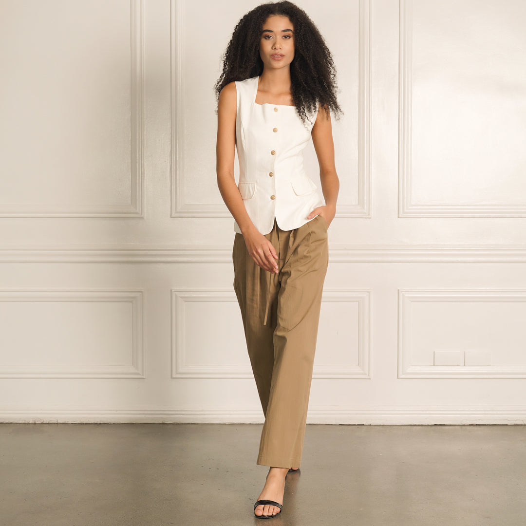 Leticia Square Neck Button-Up Vest
