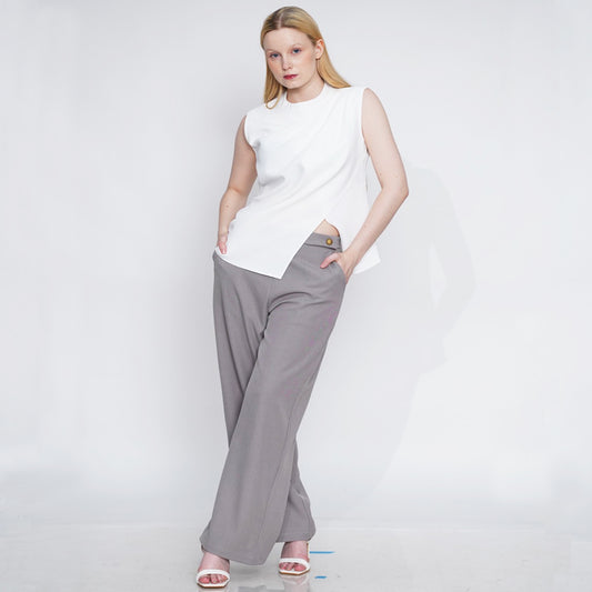 Farrah Draped Mock-Neck Sleeveless Top