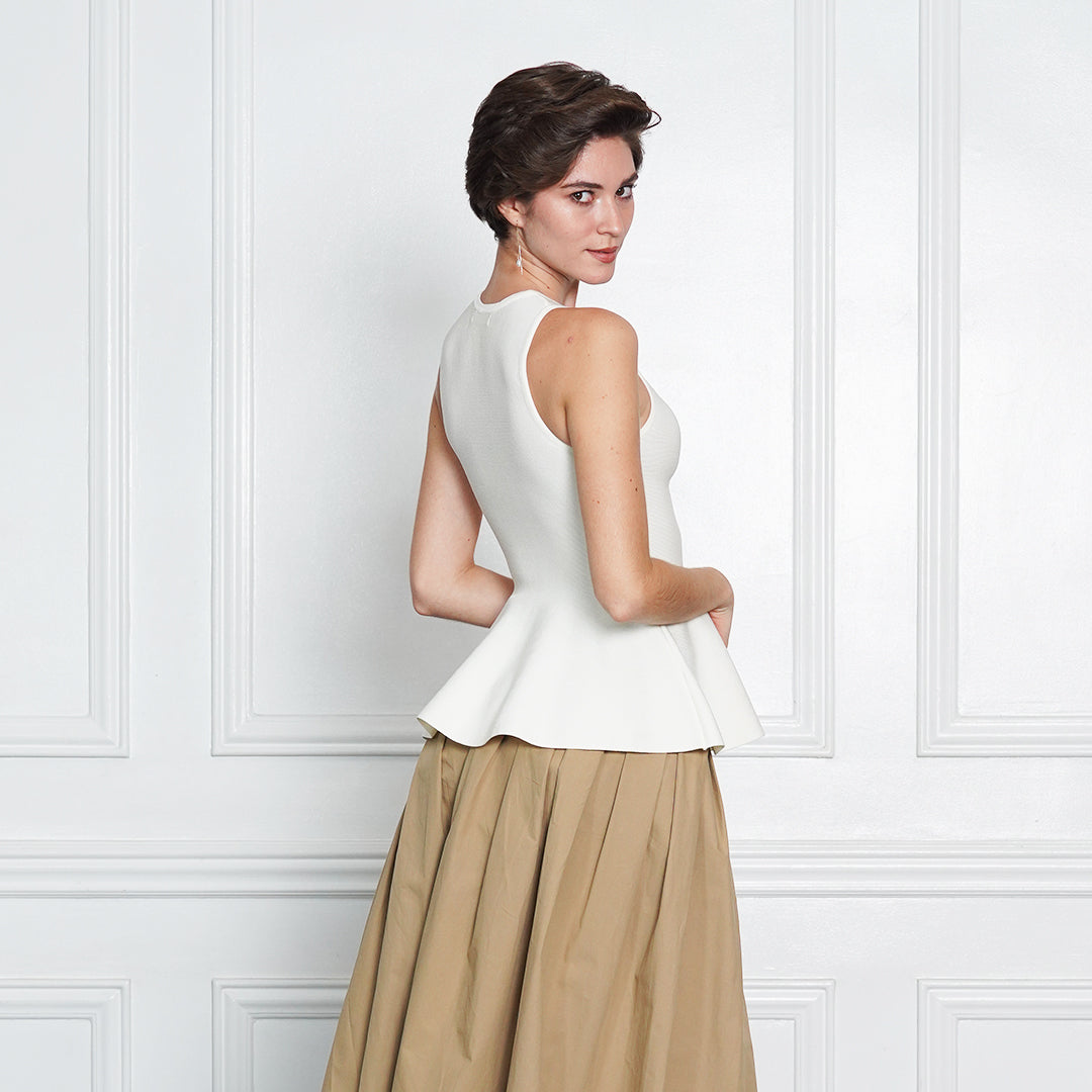 Janiah Ivory Elegance Sleeveless Peplum