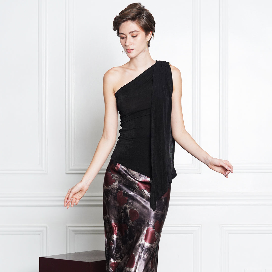 Jazzel Glimmer Drape One-Shoulder Top