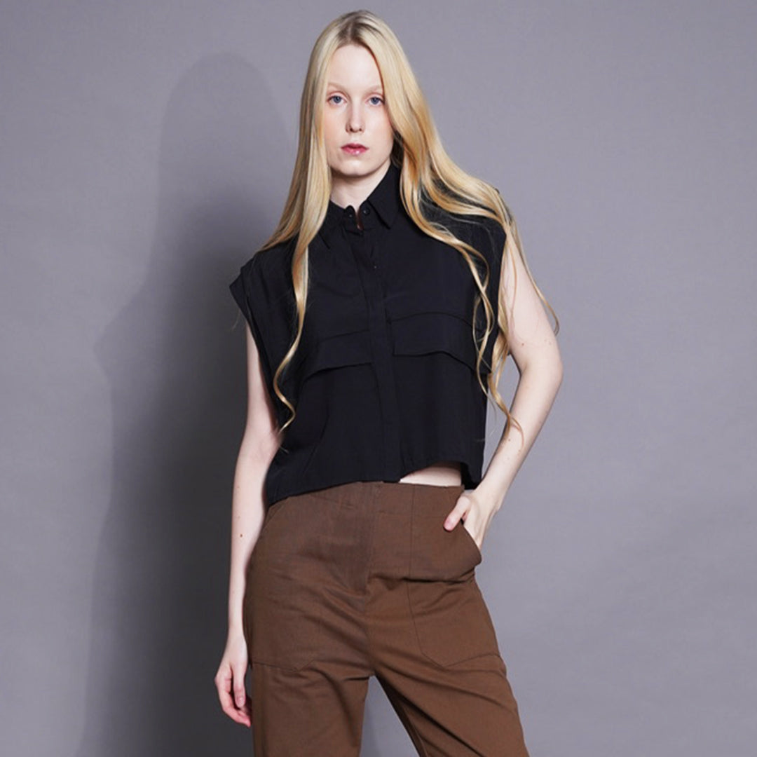 Hannah Ruffled Cropped Blouse