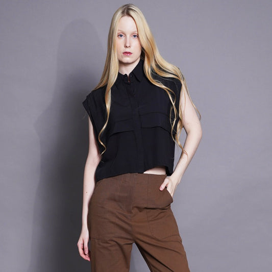 Hannah Ruffled Cropped Blouse