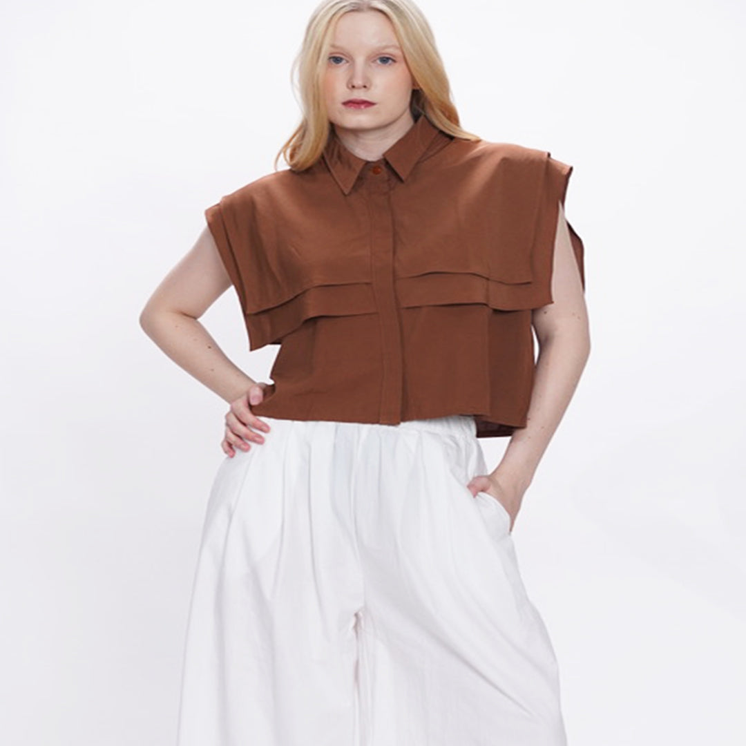 Hannah Ruffled Cropped Blouse