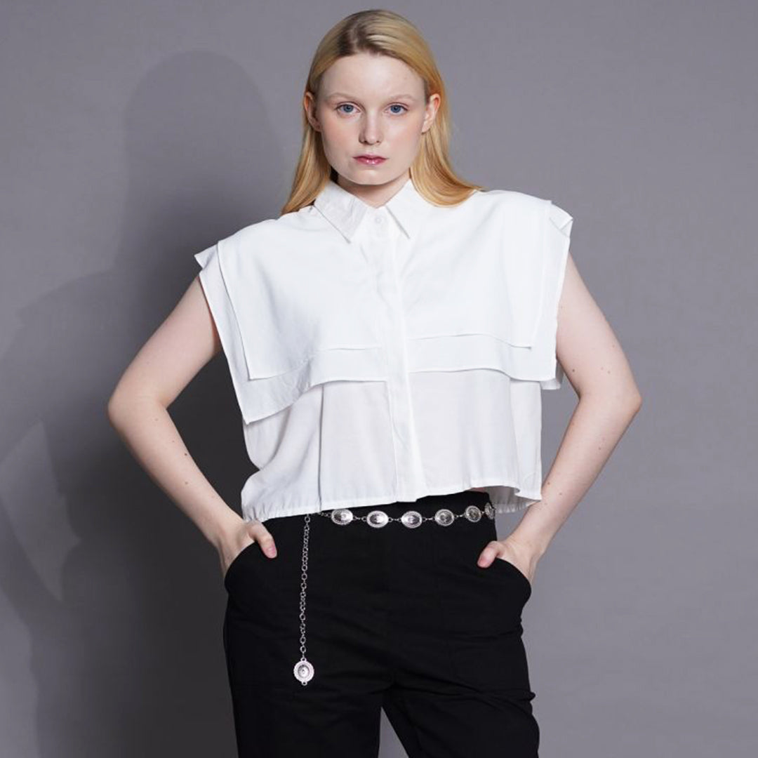 Hannah Ruffled Cropped Blouse