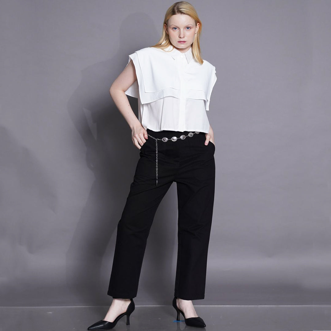 Hannah Ruffled Cropped Blouse