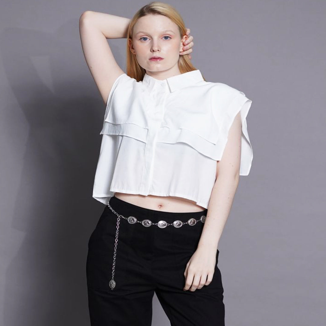 Hannah Ruffled Cropped Blouse