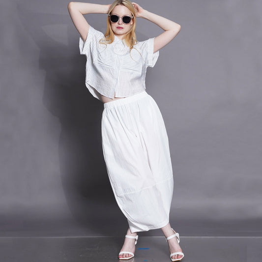 Haven Striped Cropped Button-Down