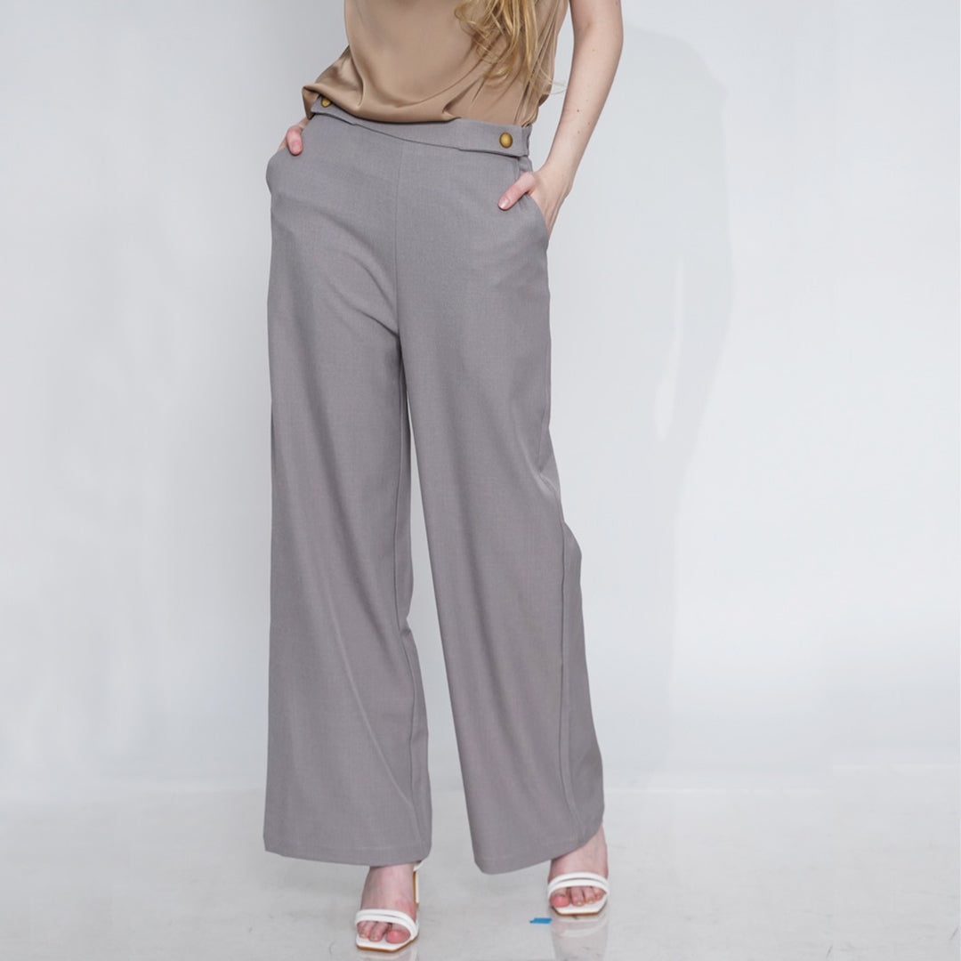Gella Button-Detail High-Waisted Pants