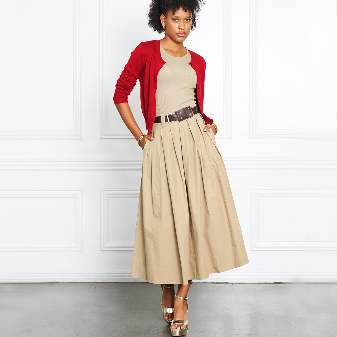 Jerrica High-Waist Defined Midi with Belt