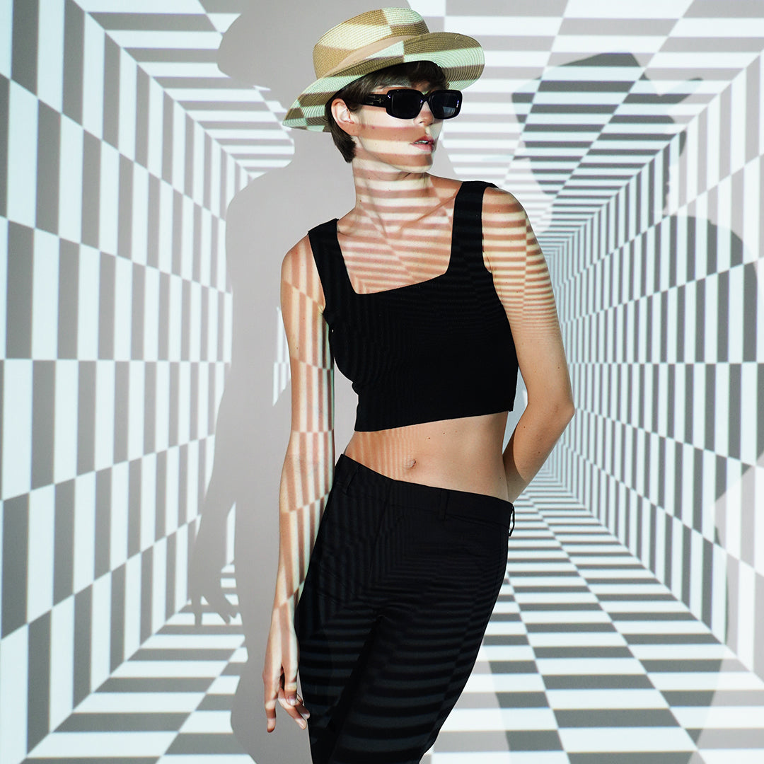 Damian Square-Neck Knit Crop Top