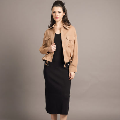 Jaimee Collared Drawstring Hem Jacket