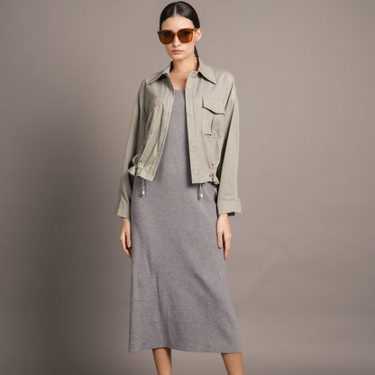 Jaimee Collared Drawstring Hem Jacket