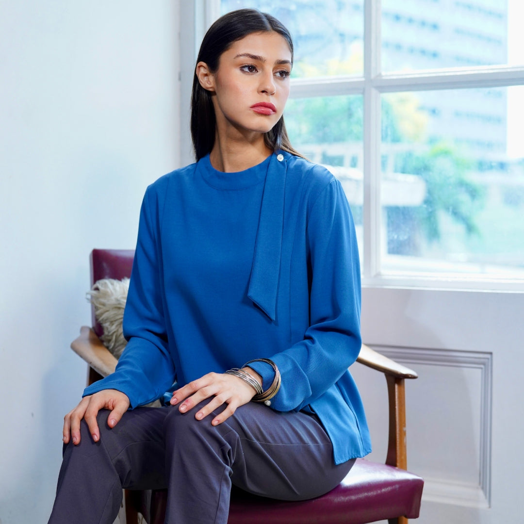 Evony Draped Neck Blouse