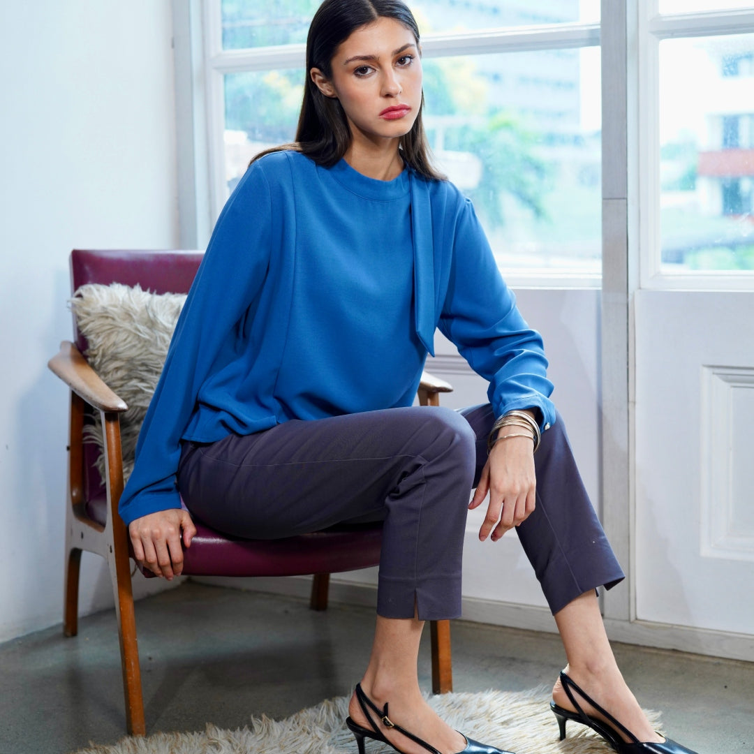 Evony Draped Neck Blouse