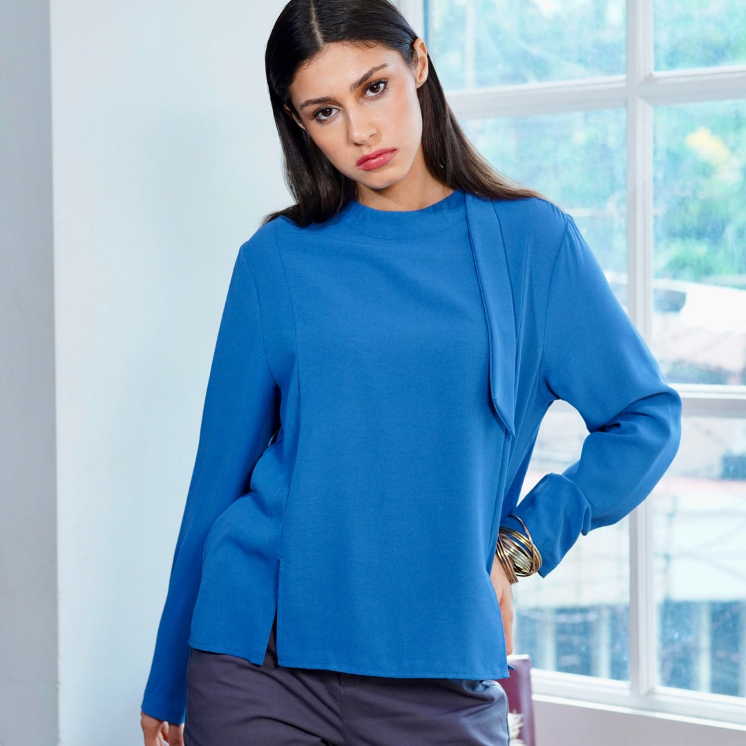 Evony Draped Neck Blouse