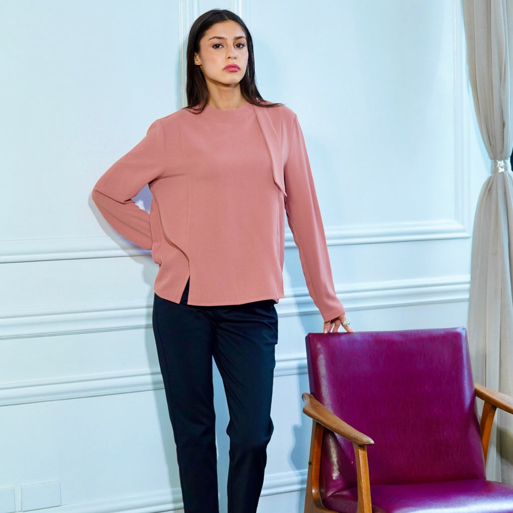 Evony Draped Neck Blouse