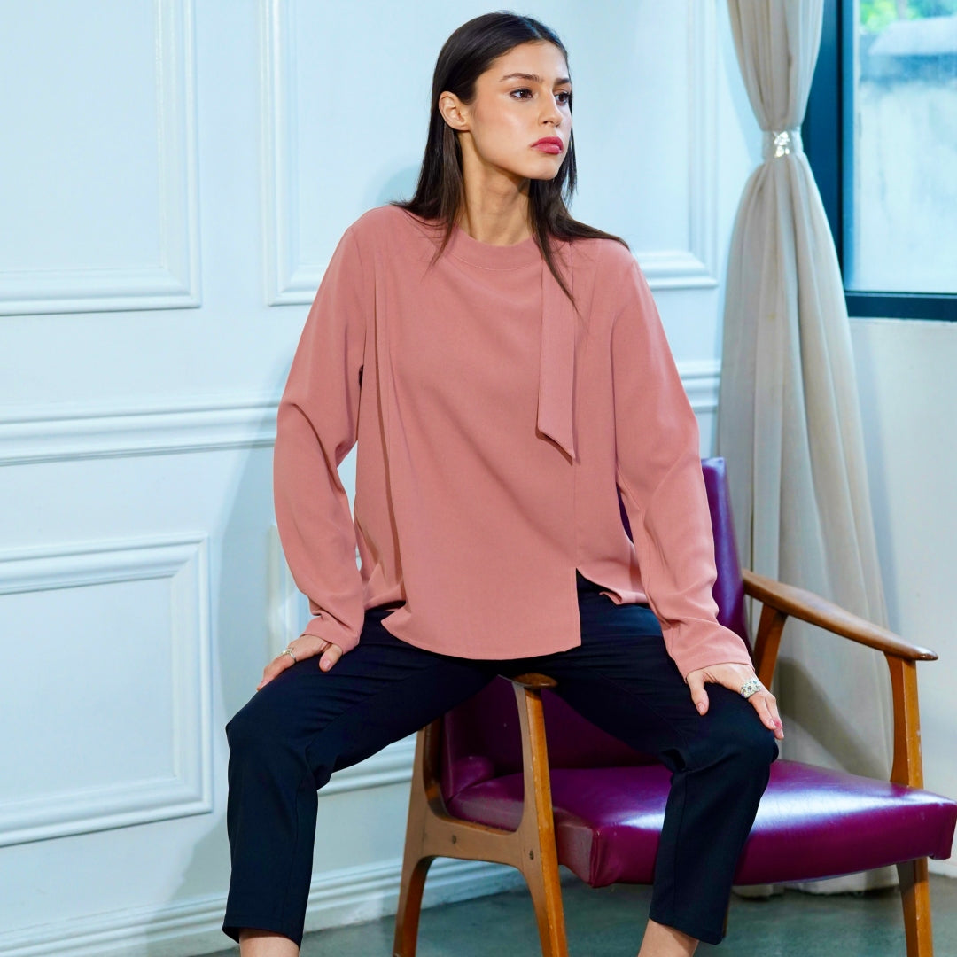 Evony Draped Neck Blouse