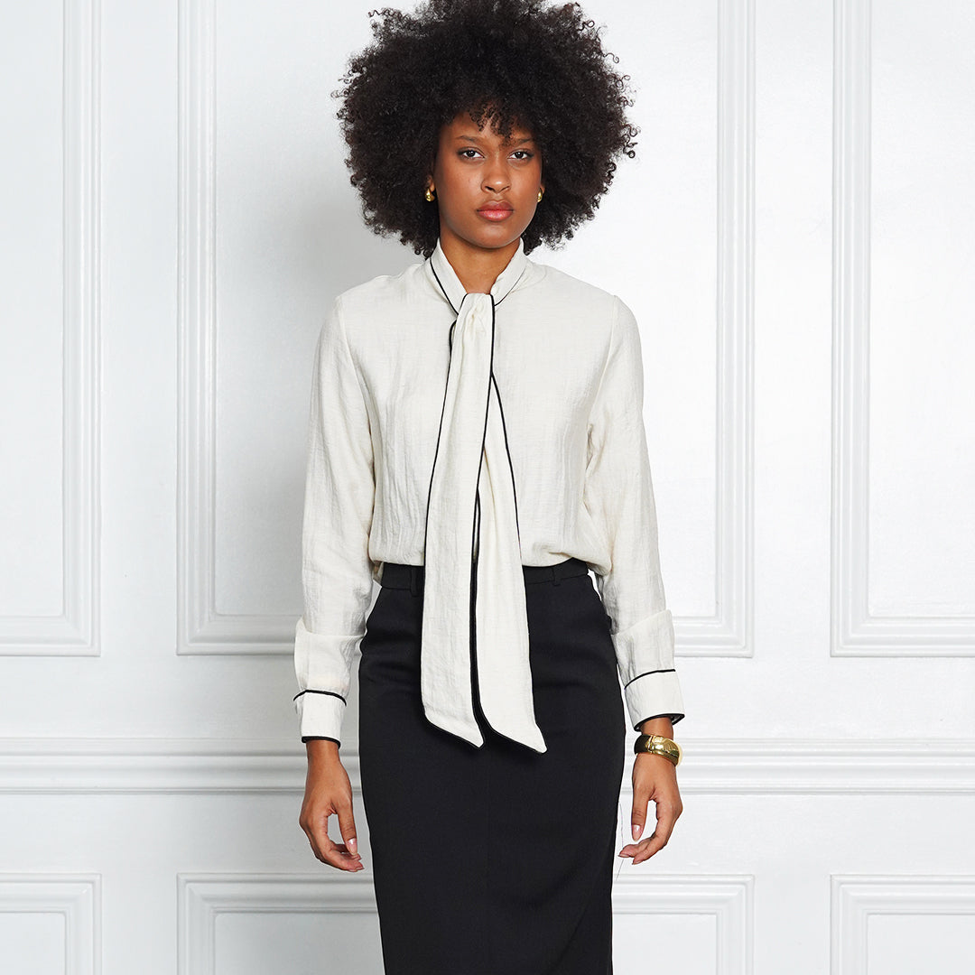 Francesca Long Sleeve Tie-Neck