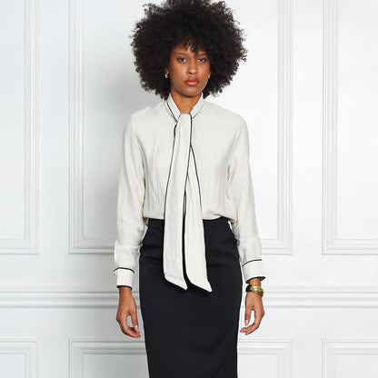 Francesca Long Sleeve Tie-Neck