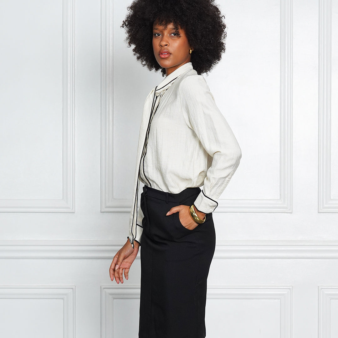 Francesca Long Sleeve Tie-Neck
