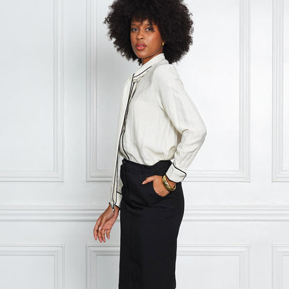 Francesca Long Sleeve Tie-Neck