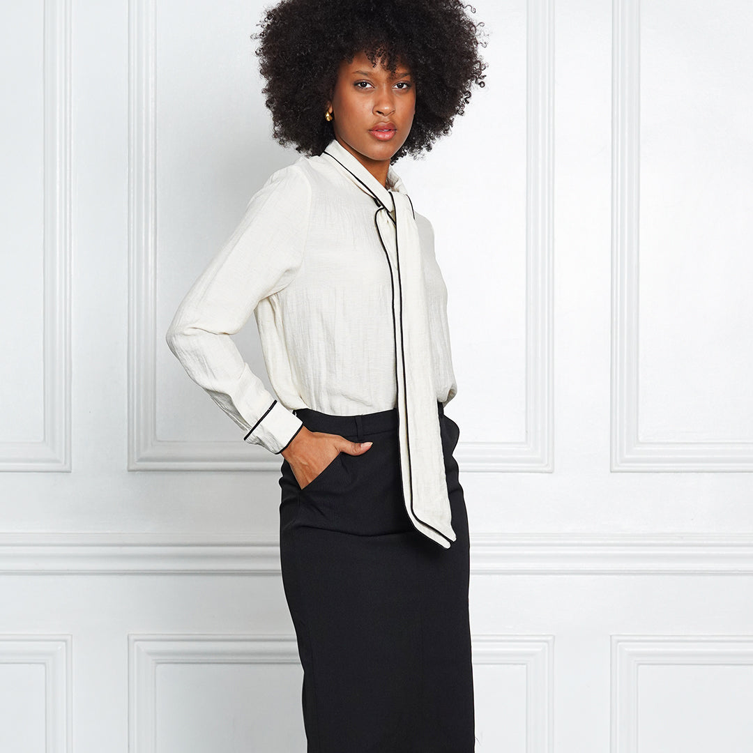 Francesca Long Sleeve Tie-Neck