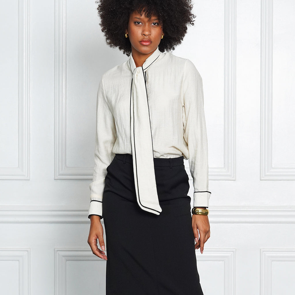 Francesca Long Sleeve Tie-Neck
