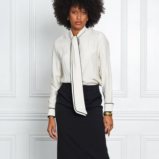 Francesca Long Sleeve Tie-Neck