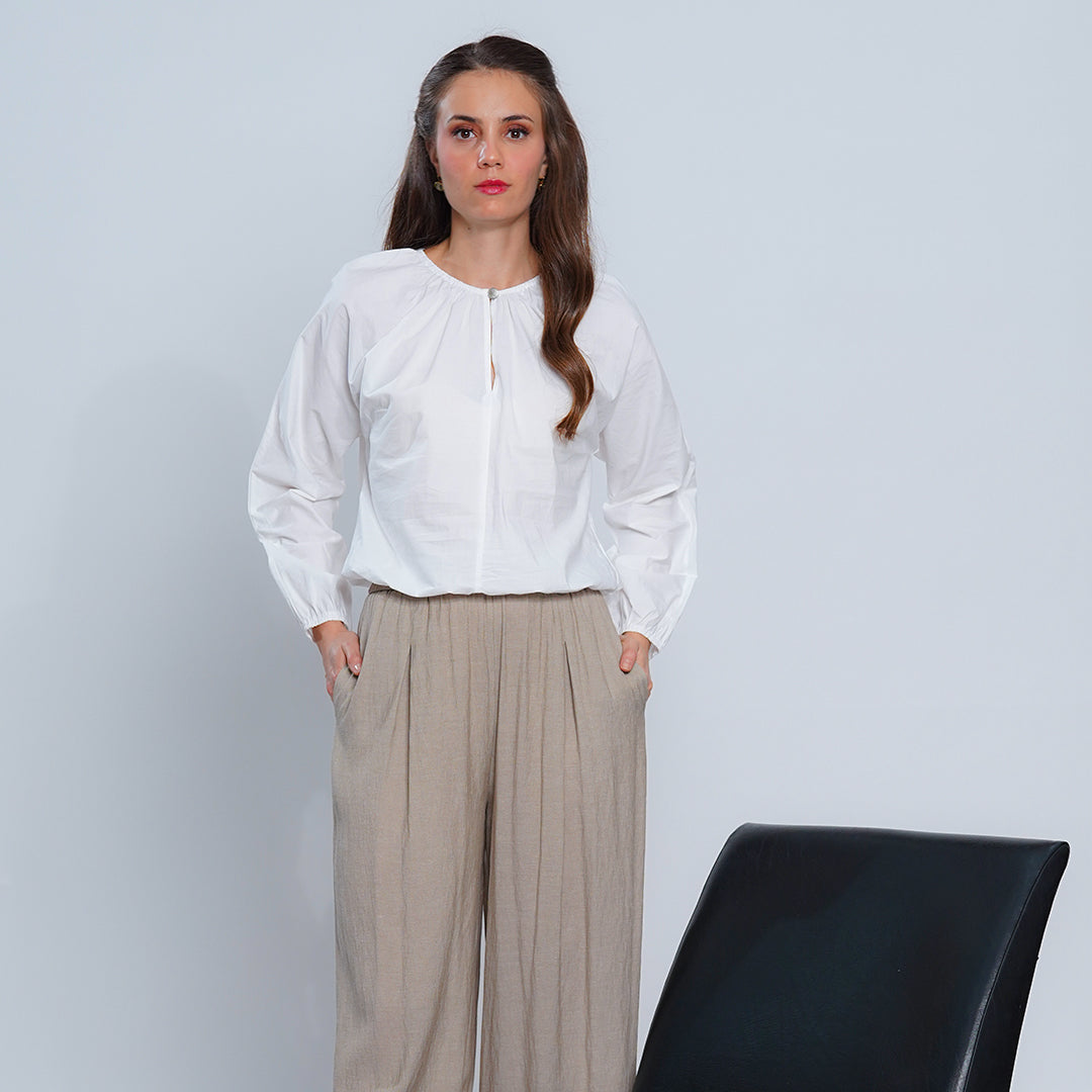 Lakam The Pleated Keyhole Blouse
