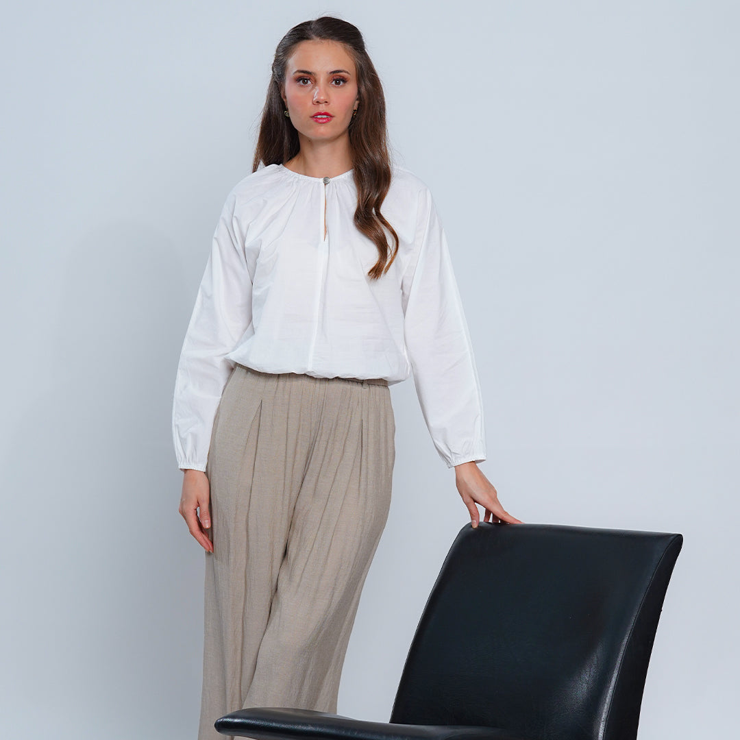 Lakam The Pleated Keyhole Blouse