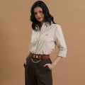 Ivy Button-Down Long Sleeve Blouse with MLDT Logo