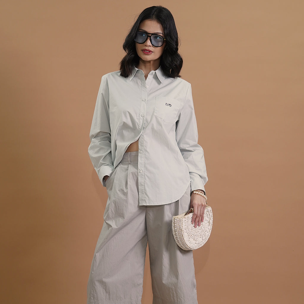 Ivy Button-Down Long Sleeve Blouse with MLDT Logo