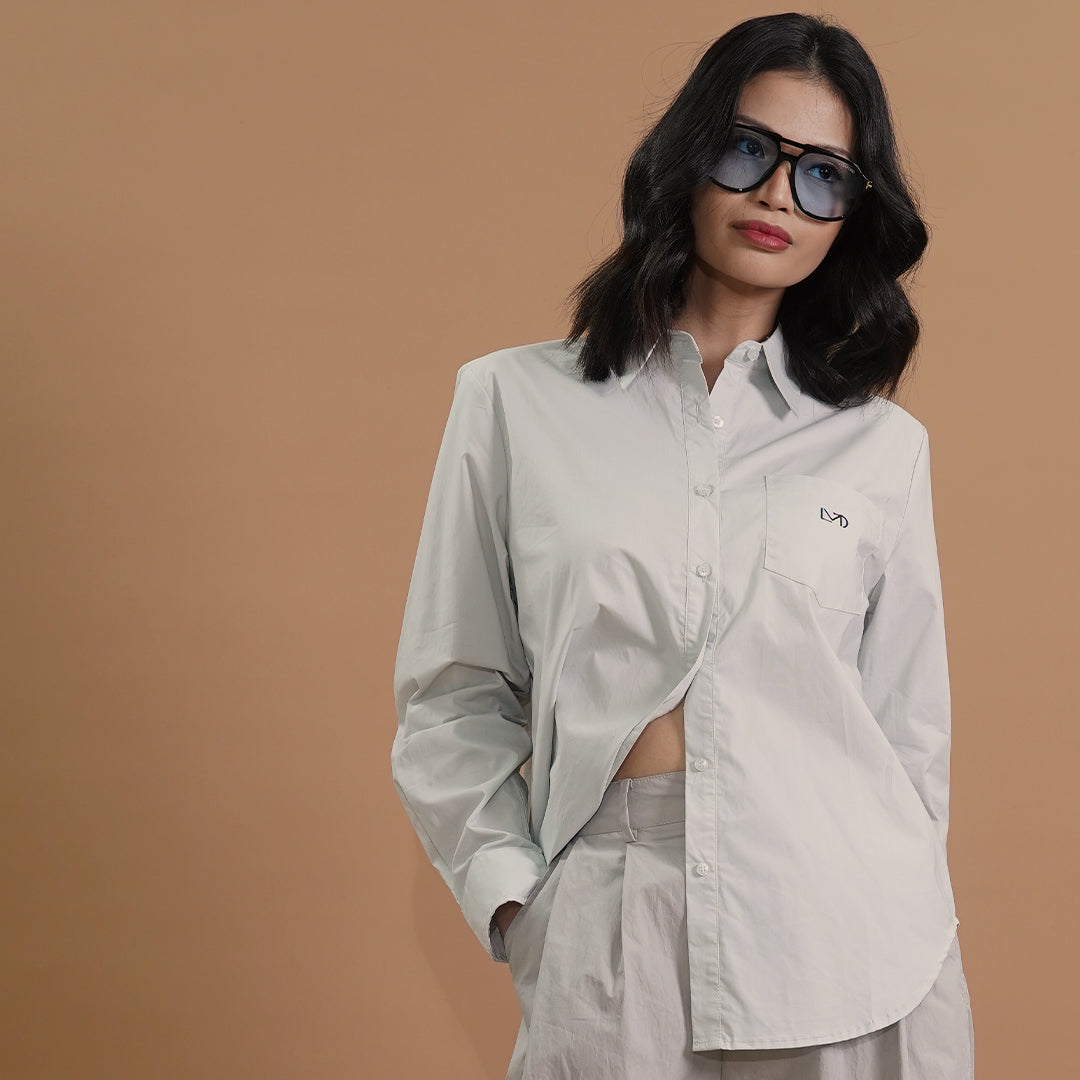 Ivy Button-Down Long Sleeve Blouse with MLDT Logo