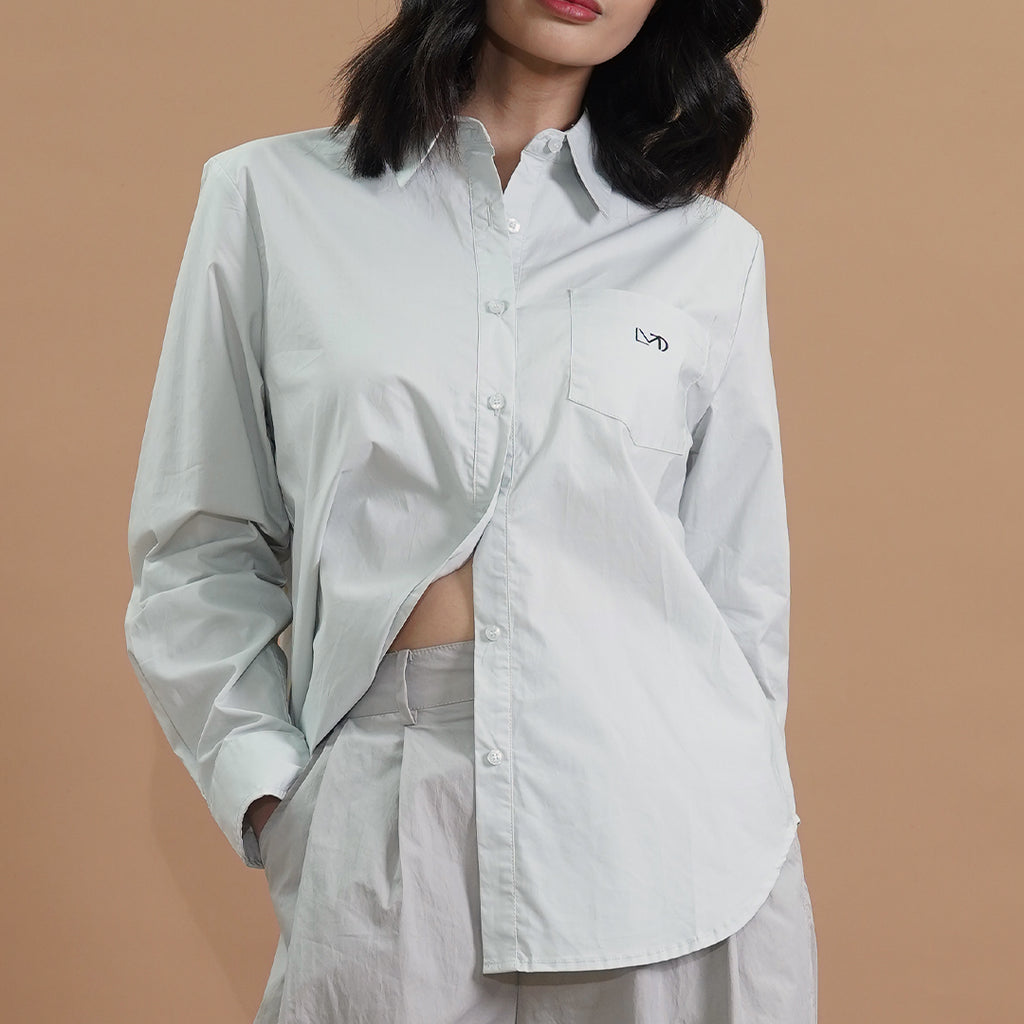 Ivy Button-Down Long Sleeve Blouse with MLDT Logo
