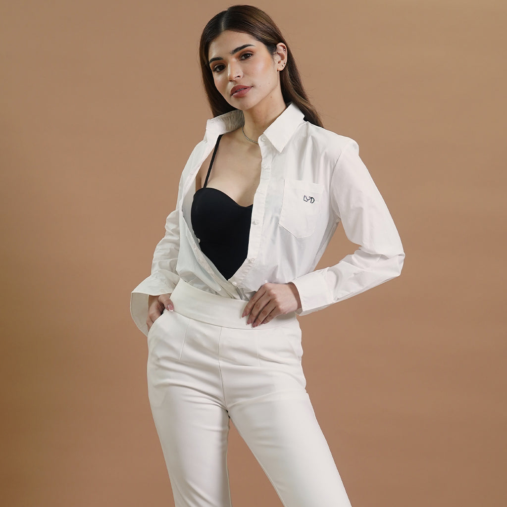 Ivy Button-Down Long Sleeve Blouse with MLDT Logo