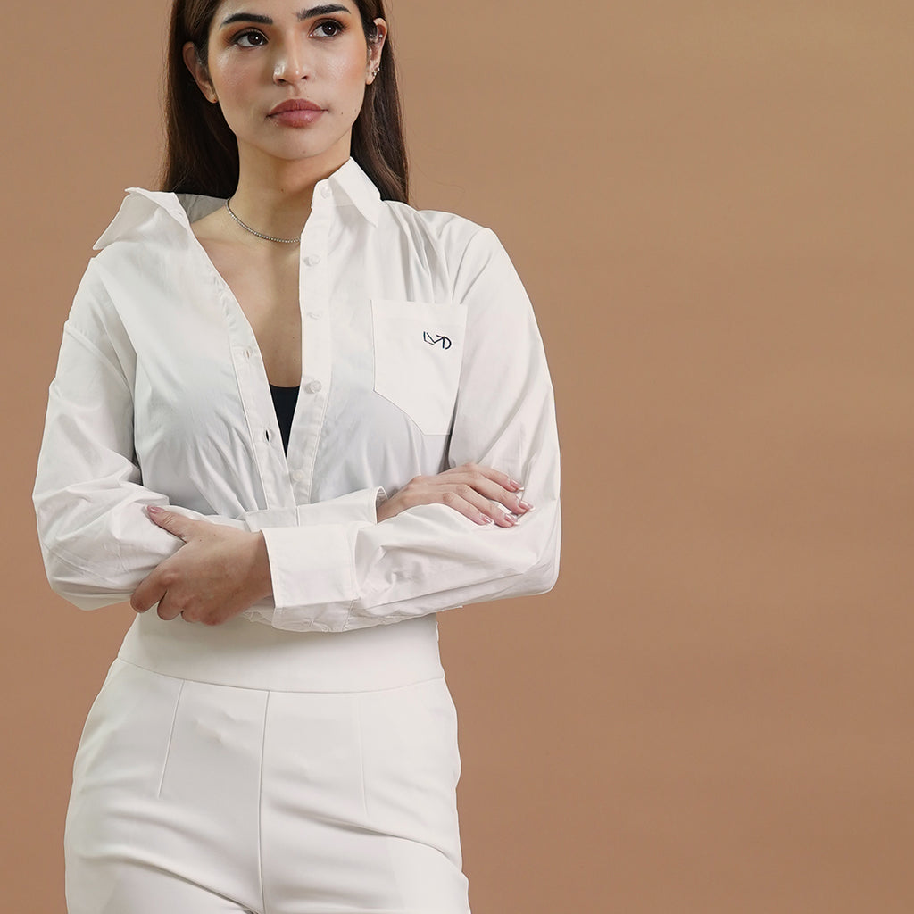Ivy Button-Down Long Sleeve Blouse with MLDT Logo
