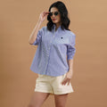 Imogen Stripe Heart-Accented Button-Down Blouse