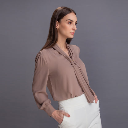 Emma V-neck Front Tie Blouse