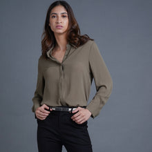 Load image into Gallery viewer, Iva Long Sleeve Collared Chiffon Blouse
