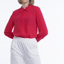 Load image into Gallery viewer, Iva Long Sleeve Collared Chiffon Blouse
