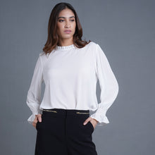 Load image into Gallery viewer, Itzel Long Sleeve Ruffle Trim Blouse
