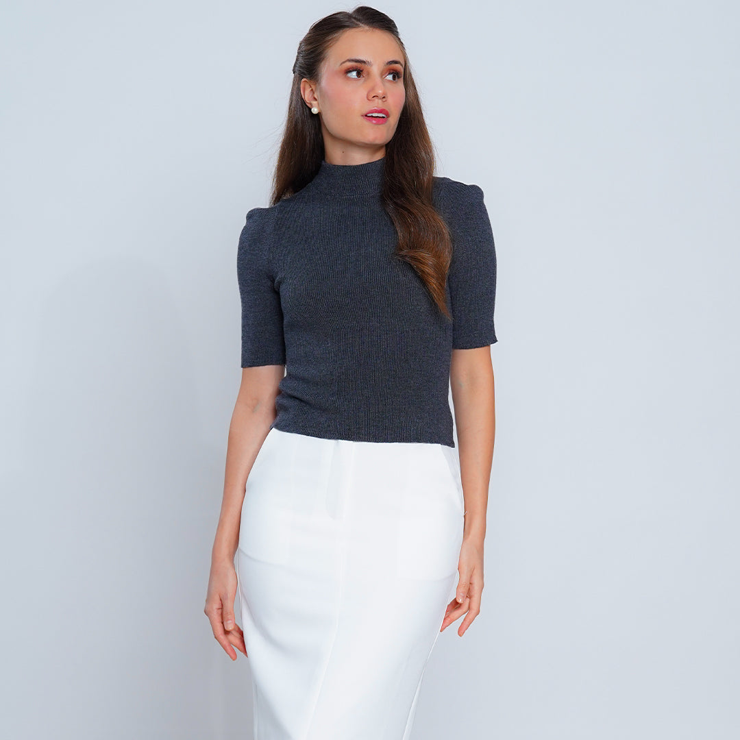 Lily Knit Top with Puff Sleeves