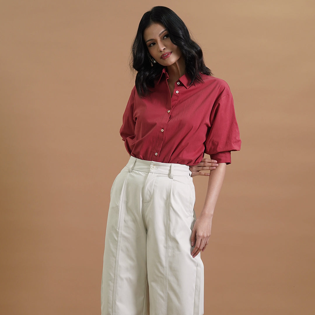 Isabella Short-Sleeve Poplin Blouse