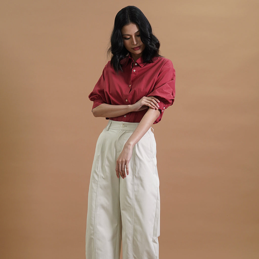 Isabella Short-Sleeve Poplin Blouse