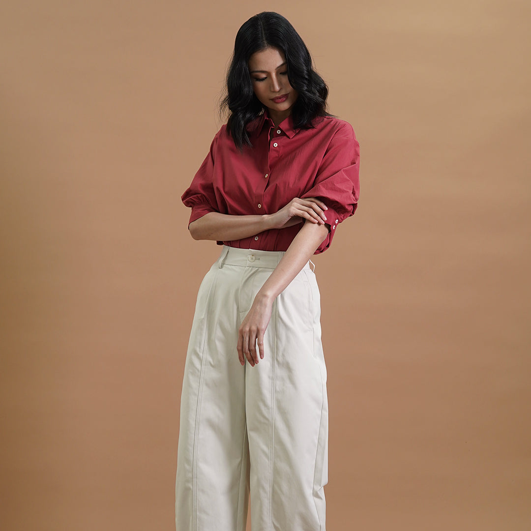 Isabella Short-Sleeve Poplin Blouse