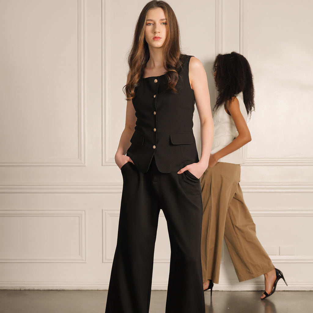 Leticia Square Neck Button-Up Vest