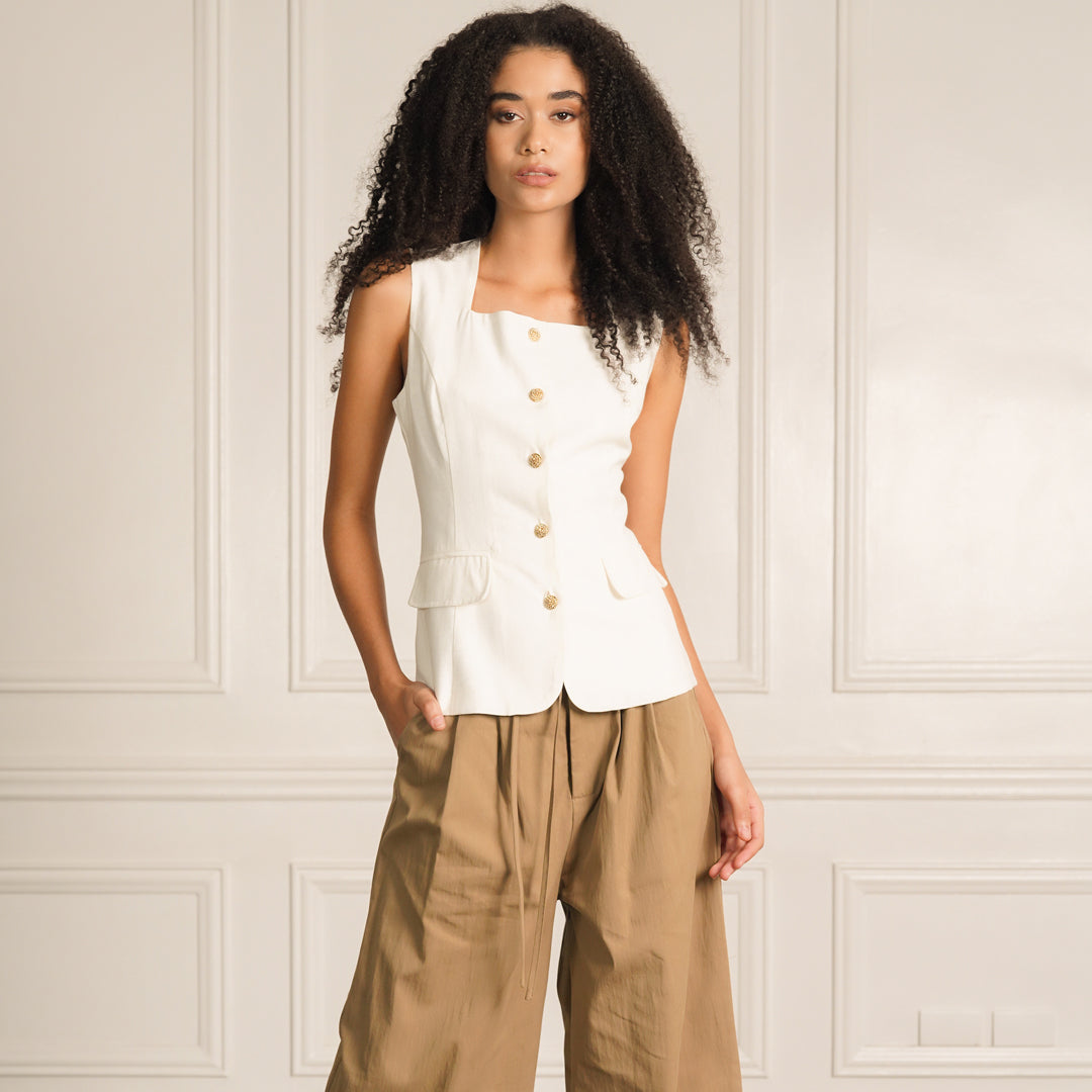 Leticia Square Neck Button-Up Vest
